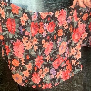 Urban Outfitters Off-Shoulder Floral Blouse - Black and Multicoloured